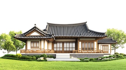 Obraz premium Traditional Korean House with a Garden