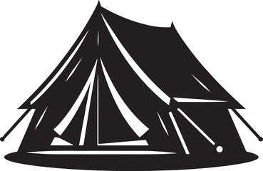 Outdoor camping tent silhouette vector illustration isolated on a white background