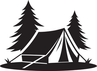 Outdoor camping tent silhouette vector illustration isolated on a white background