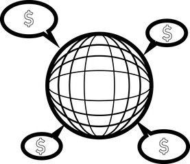 economy money globe business management organization monoline silhouette