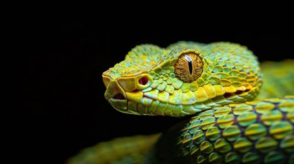 Fototapeta premium Vibrant Green Snake Close-Up with Intricate Scale Detail