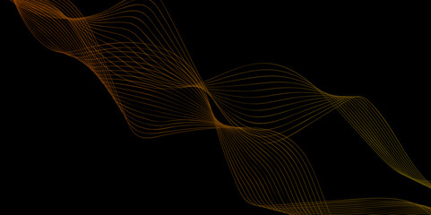Abstract orange wavy lines Digital frequency track equalizer background. Neon color purple lines on black background. blend wave line science and technology futuristic abstract background. 