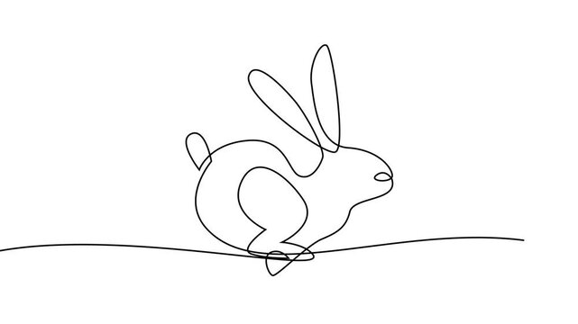 Continuous one line drawing of Easter Bunny rabbit
