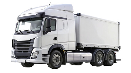 White Cab-Over Truck Isolated on a Transparent Background PNG