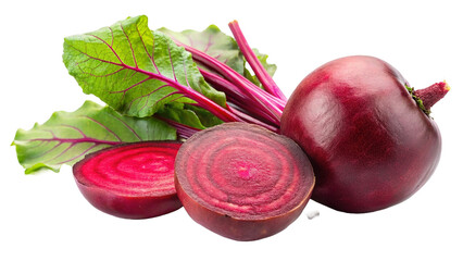 Fresh Red Beetroot with Leaves Isolated on a Transparent Background
