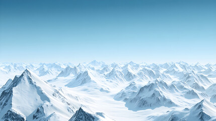 Obraz premium A vast snow-covered mountain range stretching into the horizon with clear blue skies above
