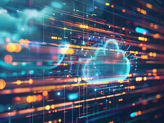 Obraz premium Cloud solutions - An abstract representation of cloud computing