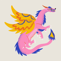 Chinese cute dragon. Zodiac cartoon character. Vector illustration isolated on background