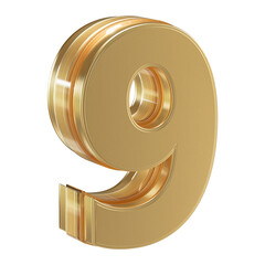 Gold 3D Number 9