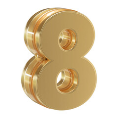 Gold 3D Number 8