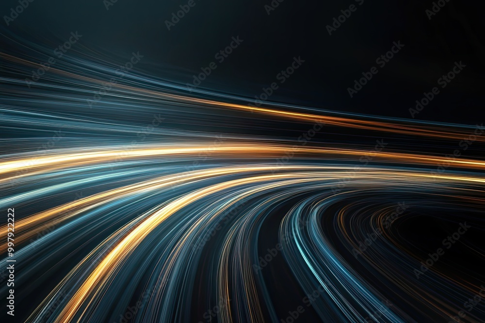 Poster abstract light trails in curved pattern