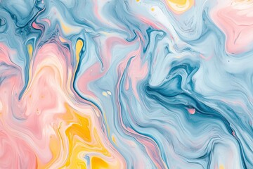 Fototapeta premium Abstract Swirling Blue, Pink, and Yellow Paint