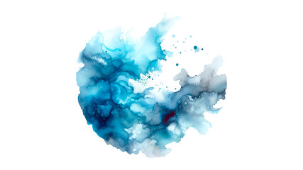 Fototapeta premium Light gray and light blue color paint brush strokes in watercolor isolated against transparent