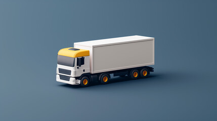 Miniature white truck, delivery logistics company icon