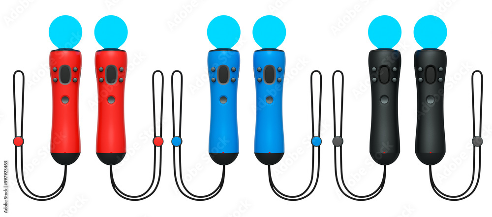 Poster virtual reality controllers for online and cloud gaming isolated on white background with clipping p