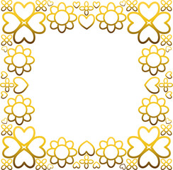 Gold frame with leaf and flowers. 