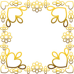 Gold frame with leaf and flowers. 
