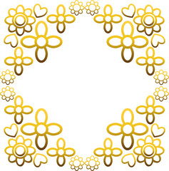 Gold frame with leaf and flowers. 