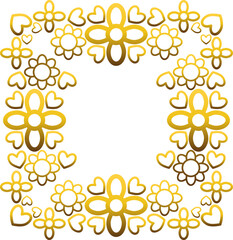 Gold frame with leaf and flowers. 