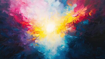 Fototapeta premium Abstract Painting with a Bright Center and Dark Edges