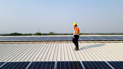 Floating solar panels providing renewable energy. Aerial view floating on solar cells