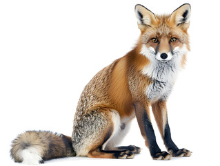 Fototapeta premium red fox sitting isolated on white background