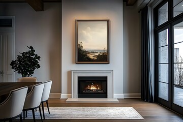 Fototapeta premium A painting hanging on the wall in a dining room
