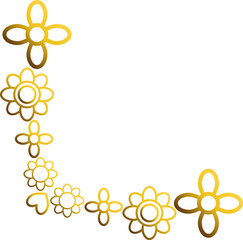 golden flowers border corner 