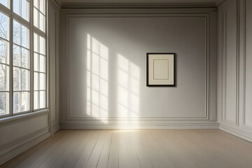 Obraz premium Empty room with a picture hanging on the wall