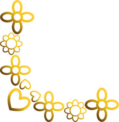 golden flowers border corner 