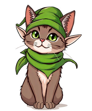 cute cat kitty elf christmas