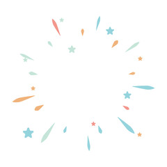 Fototapeta premium Colorful fireworks in cute cartoon style