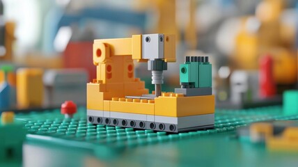 Injection molding factory floor, automated production, 3D illustration