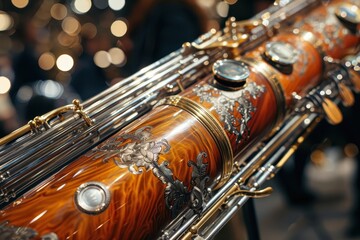 Fototapeta premium A large, ornate instrument with a gold and silver finish