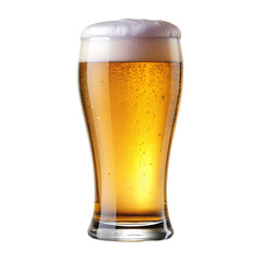 Glass of cold beer on transparent background