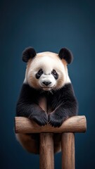 Fototapeta premium Panda against an isolated background, showcasing its unique appearance and detailed fur in a simple, uncluttered environment.