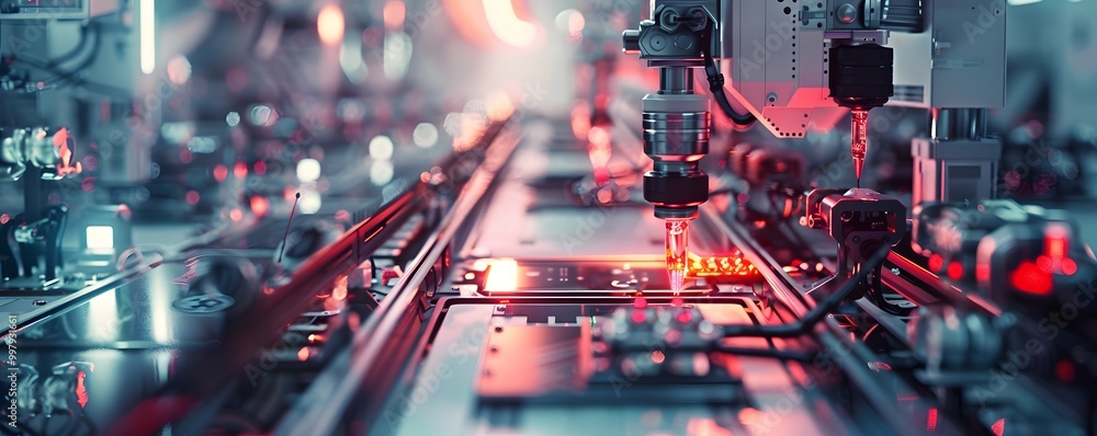 Aufkleber a close-up view of advanced robotics in a modern manufacturing environment, showcasing high-tech mac