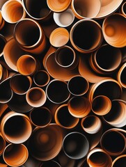 Overlapping coffee cup rings in varying shades of brown form an abstract pattern that provides an organic visual experience. Generative AI