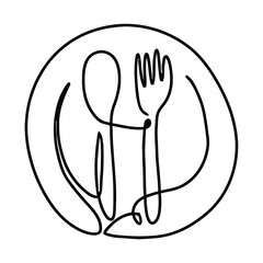 One Line Drawing Illustration Art Design Minimalist For Dinning Stuffs And Dinner Ornaments