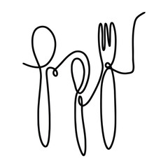 One Line Drawing Illustration Art Design Minimalist For Dinning Stuffs And Dinner Ornaments