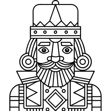 recommend clip art: An outline of a traditional nutcracker soldier with bold, geometric shapes and minimal details line art vector