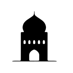 Set of vector Mosque silhouette vector, Islamic religious elements collection, icons for prayer.  Islamic religious symbol black and white 