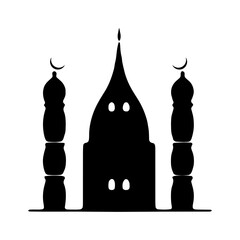 Set of vector Mosque silhouette vector, Islamic religious elements collection, icons for prayer.  Islamic religious symbol black and white 