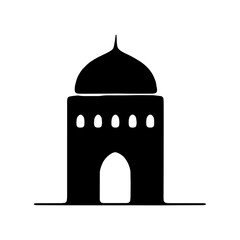Set of vector Mosque silhouette vector, Islamic religious elements collection, icons for prayer.  Islamic religious symbol black and white 