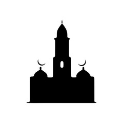 Set of vector Mosque silhouette vector, Islamic religious elements collection, icons for prayer.  Islamic religious symbol black and white 
