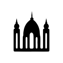 Set of vector Mosque silhouette vector, Islamic religious elements collection, icons for prayer.  Islamic religious symbol black and white 