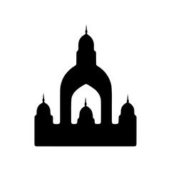 Set of vector Mosque silhouette vector, Islamic religious elements collection, icons for prayer.  Islamic religious symbol black and white 