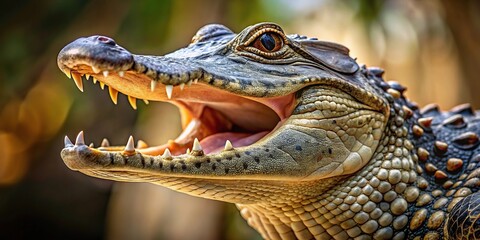 Obraz premium Fierce alligator with open mouth ready to bite