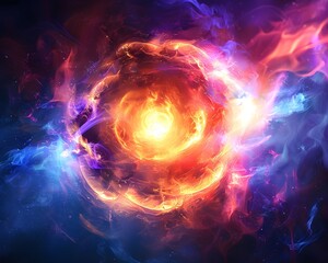 Obraz premium A vibrant cosmic explosion of colors showcasing the beauty of the universe in a mesmerizing swirl of light and energy.