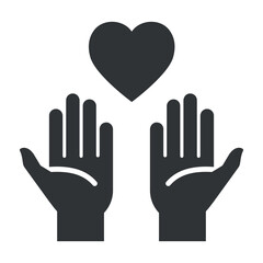 Obraz premium Hands icon raised in a gesture of support and kindness, symbolizing charity and community donation efforts for those in need
